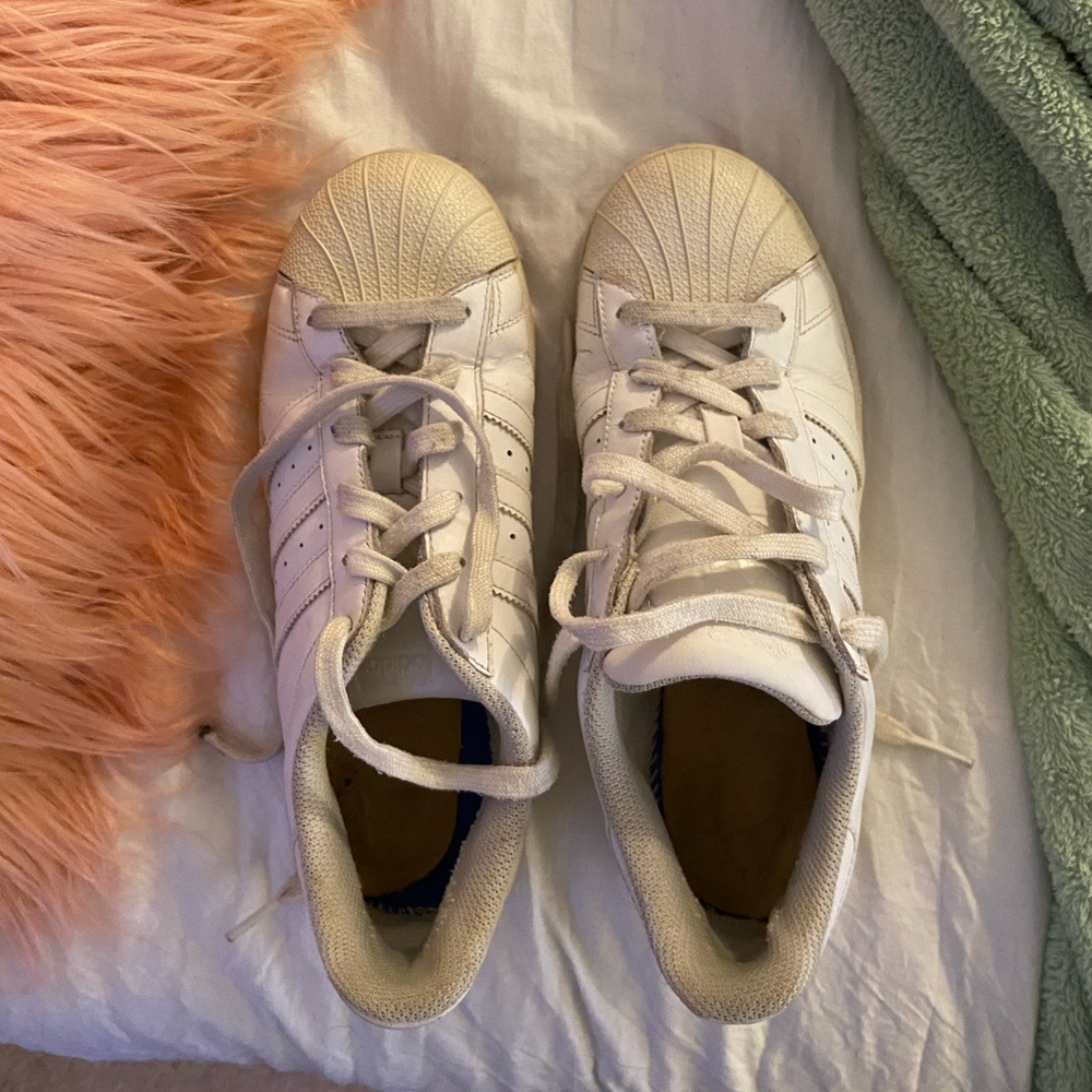 All White Adidas Superstars